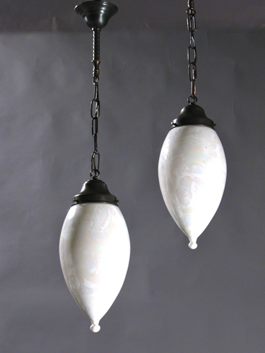 Mother of Pearl Iridescent Art Glass Pendants